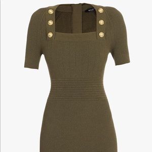 Balmain Paris Short olive green knit dress